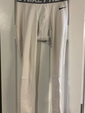 Nike White Compression Leggings with Black Swoosh
